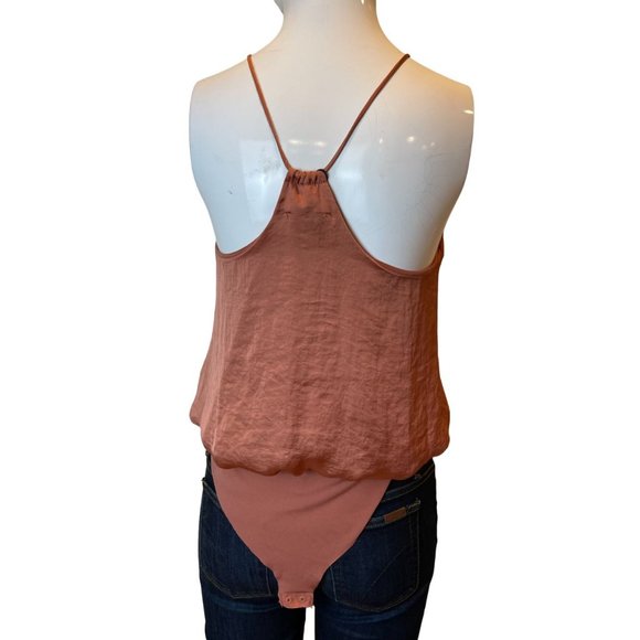 NWT Zara Women Flowy Cami Bodysuit Tank Satin 05580200664028 Salmon Orange Small - Picture 3 of 8